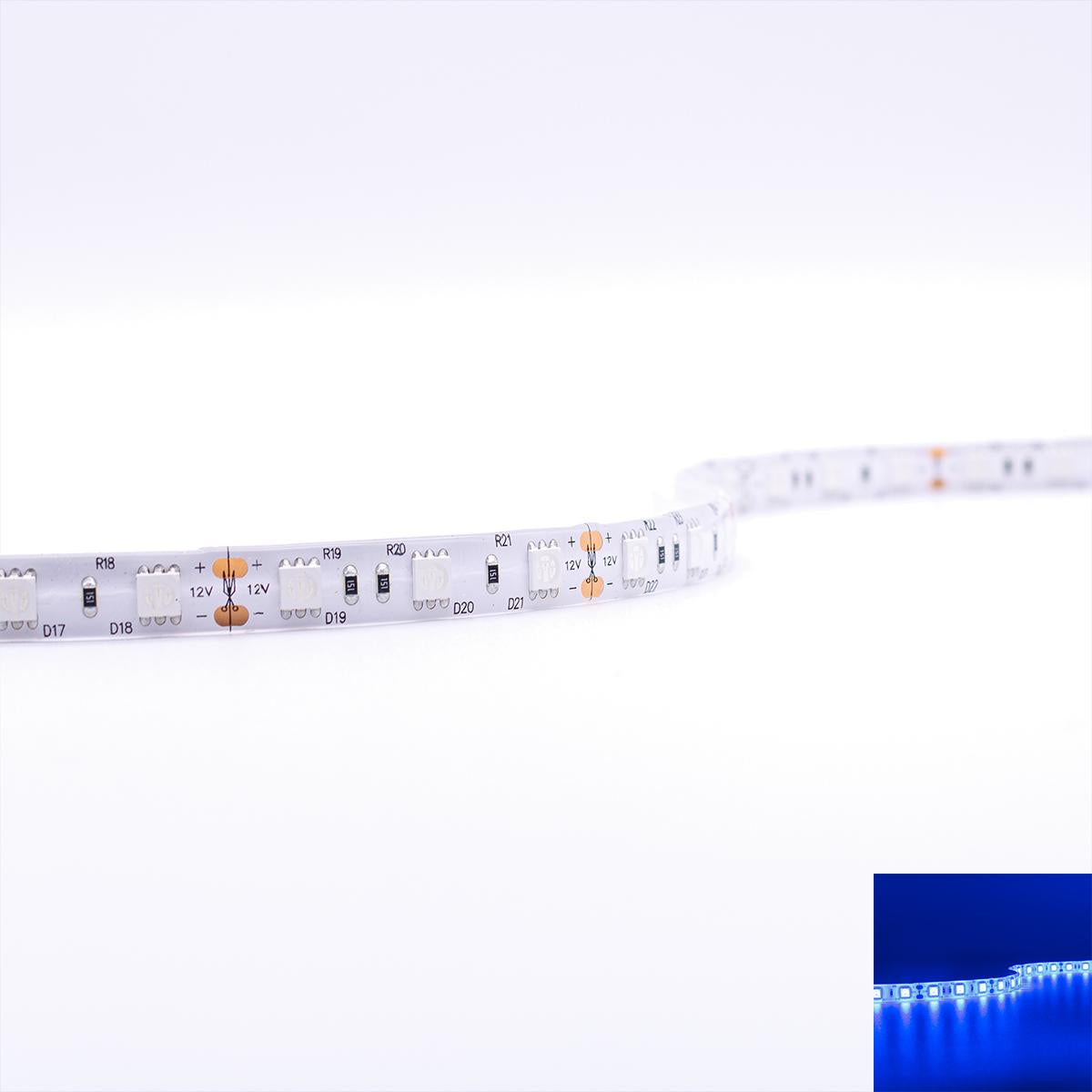 Strip 12V 5M 14,4W/m 60LED/m 10mm - Lichtfarbe: Blau - Schutzart: IP65