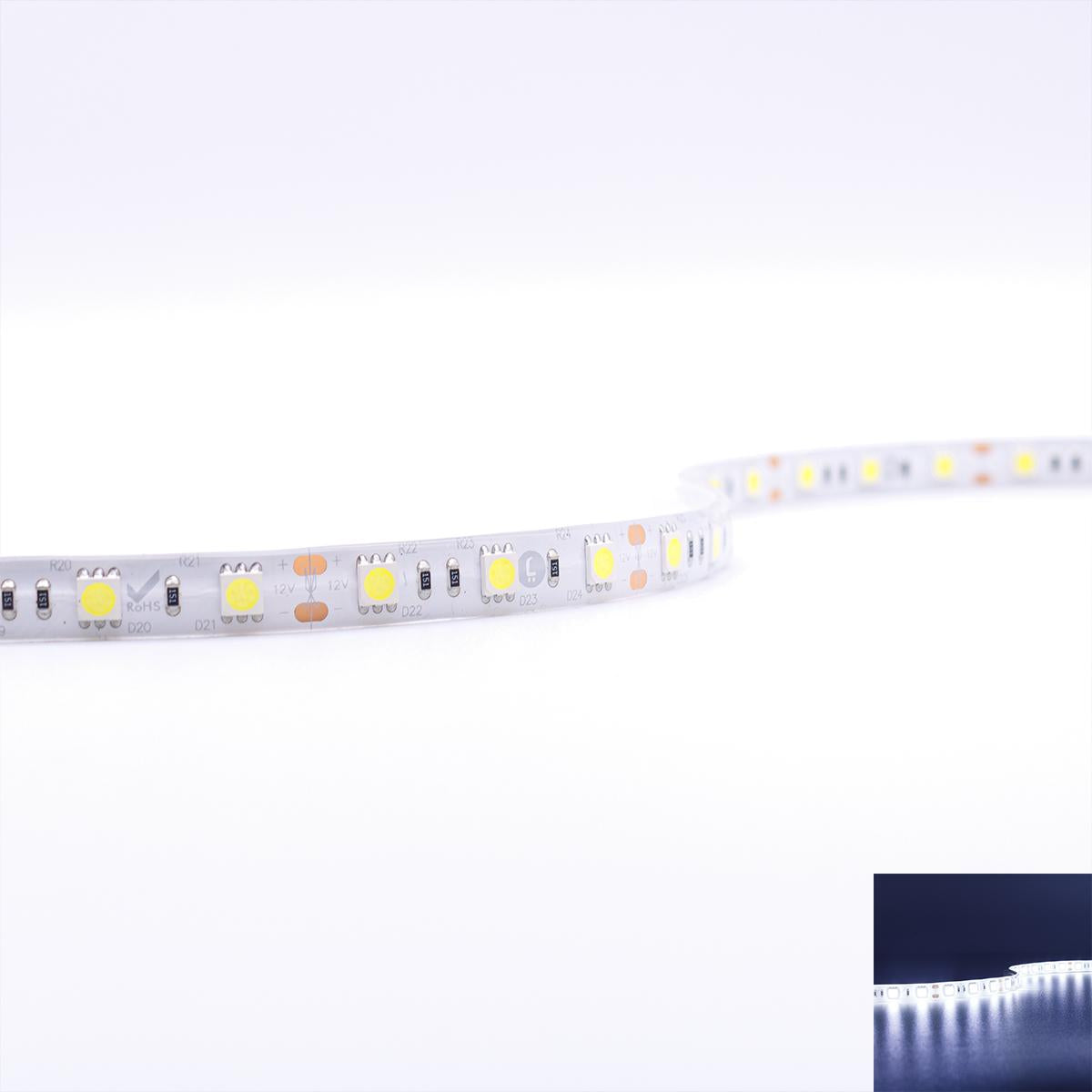 Strip 12V 5M 14,4W/m 60LED/m 10mm - Lichtfarbe: Kaltweiß 6000K - Schutzart: IP65