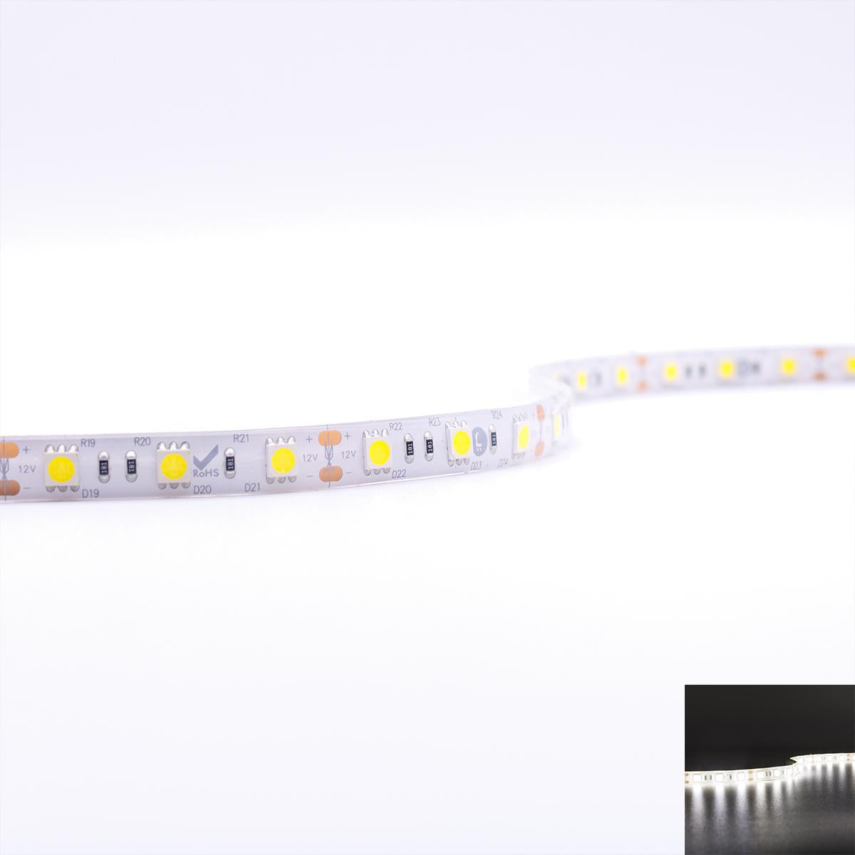 Strip 12V 5M 14,4W/m 60LED/m 10mm - Lichtfarbe: Neutralweiß 4000K - Schutzart: IP65