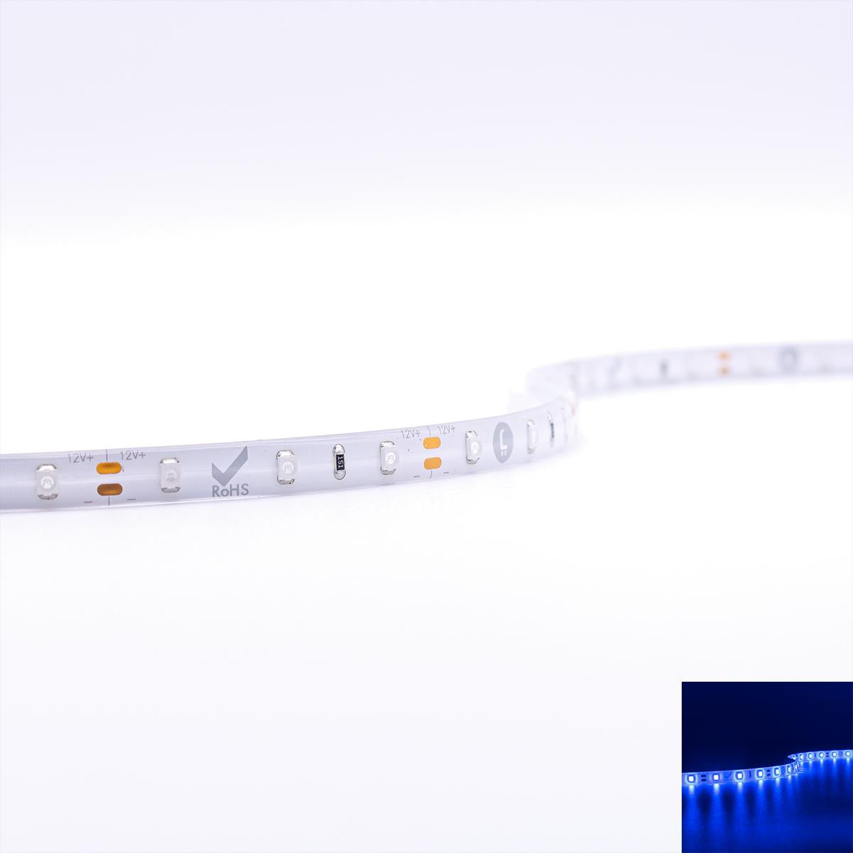 Strip 12V LED Streifen 5M 4,8W/m 60LED/m 8mm - Lichtfarbe: Blau - Schutzart: IP65