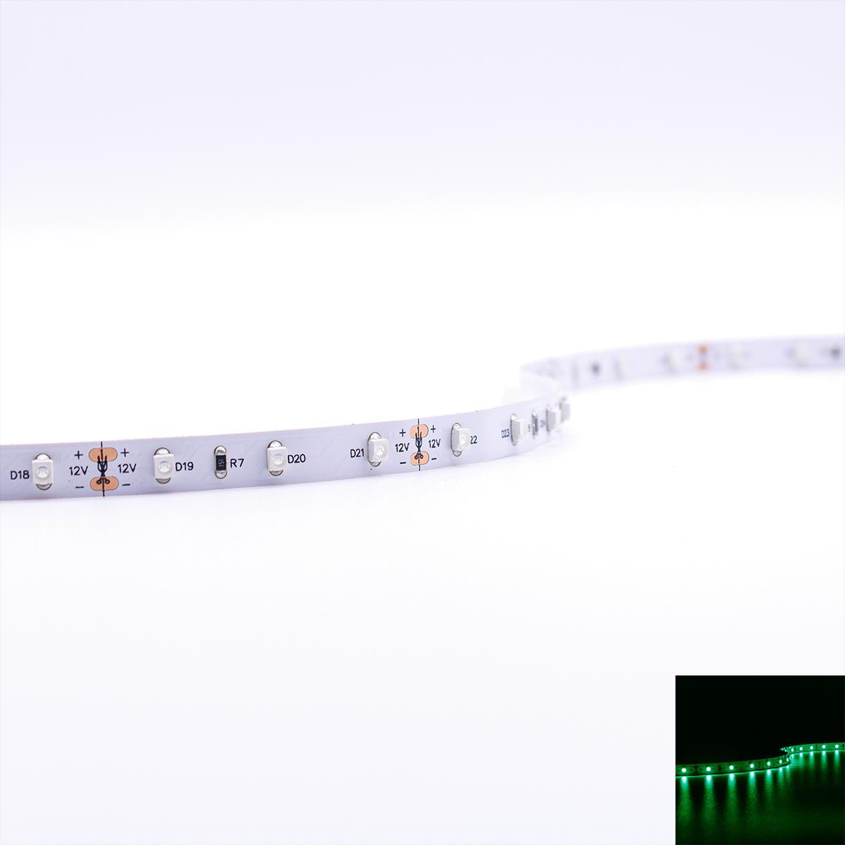 Strip 12V LED Streifen 5M 4,8W/m 60LED/m 8mm - Lichtfarbe: Grün - Schutzart: IP20