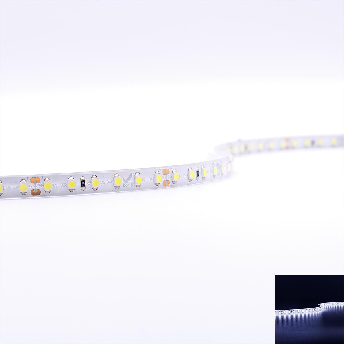Strip 24V LED Streifen 5M 9,6W/m 120LED/m 8mm - Lichtfarbe: Kaltweiß 6000K - Schutzart: IP65