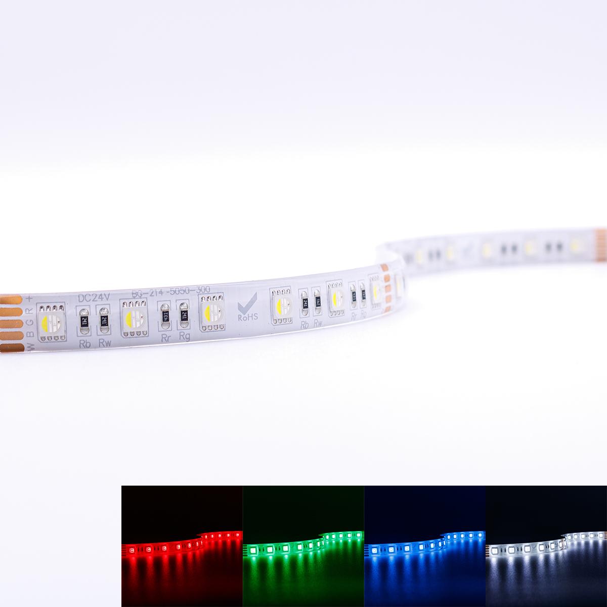 Strip 24V LED Streifen 5M 12W/m 60LED/m 12mm Farbwechsel - Lichtfarbe: RGB+6000K - Schutzart: IP65