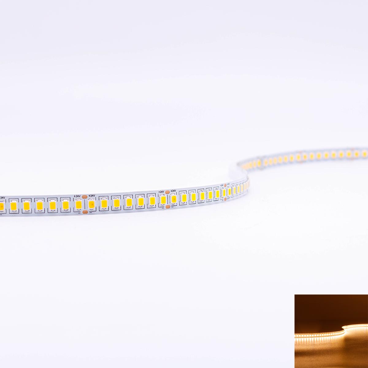 Strip 24V LED Streifen 5M 15W/m 210LED/m 8mm - Lichtfarbe: Super Warmweiß 2700K - Schutzart: IP20