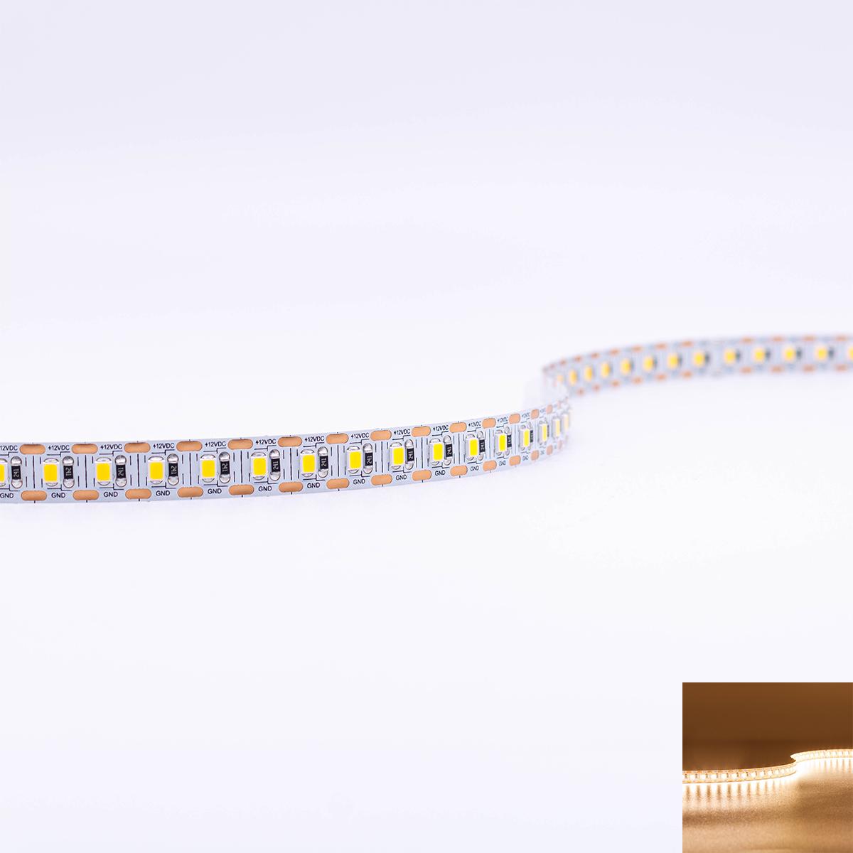 Single Cut 12V LED Streifen 5M 17,7W/m 120LED/m 10mm - Lichtfarbe: Warmweiß 3000K - Schutzart: IP20