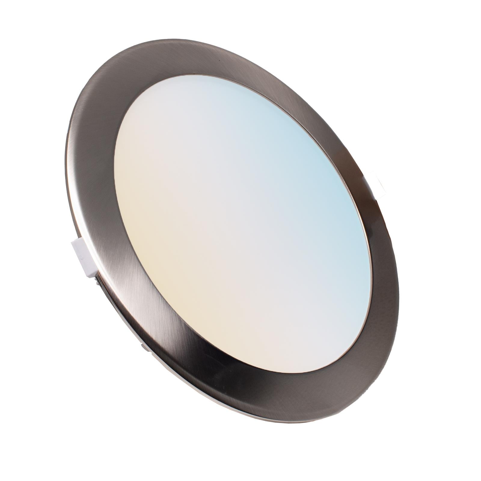 CCT LED Einbaustrahler rund 90° dimmbar - Farbe: Edelstahl-gebürstet - Ausführung: 25W Ø244mm