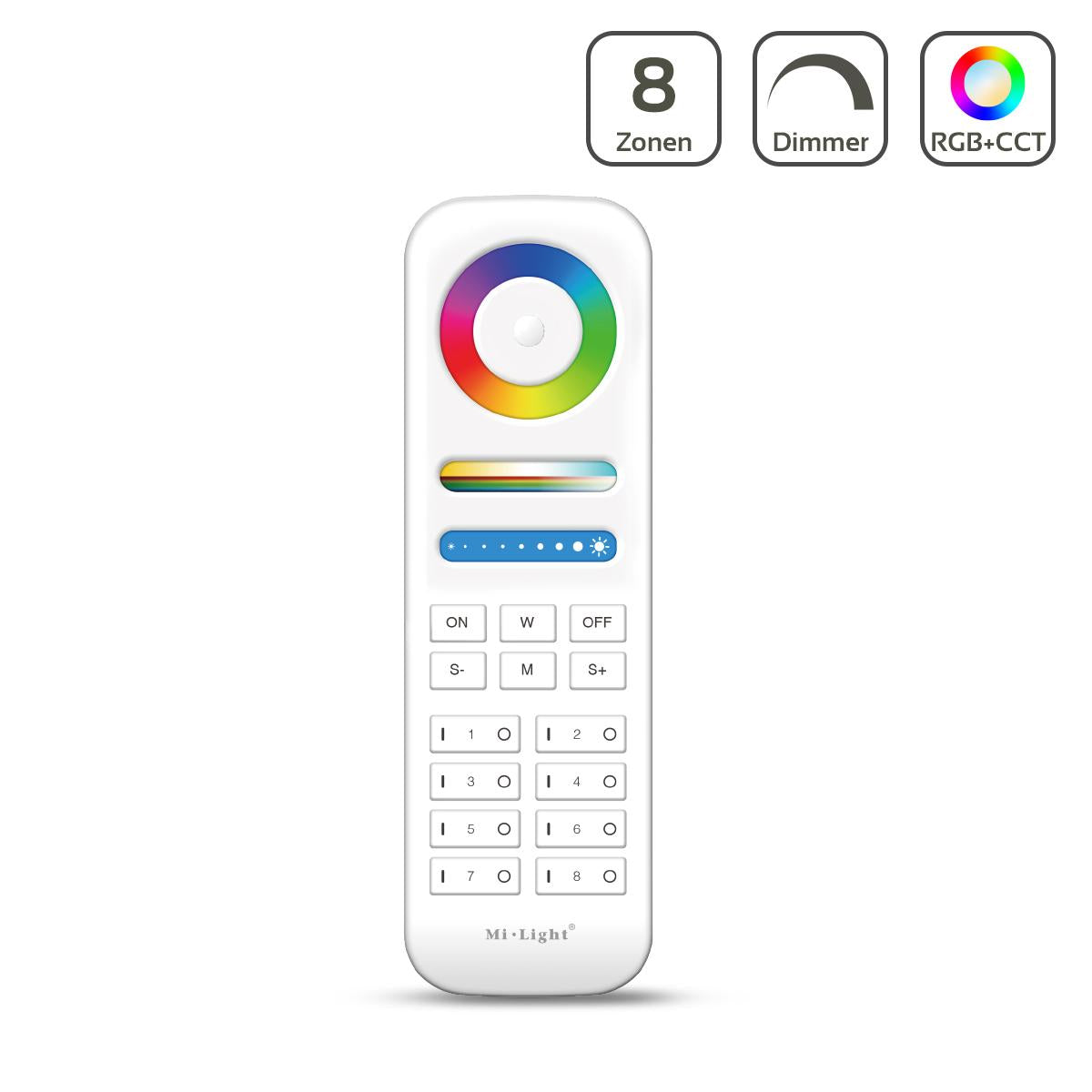 MiBoxer RGB+CCT Fernbedienung 8 Zonen Dimmen Schalten Farbsteuerung FUT089 - Farbe: weiß