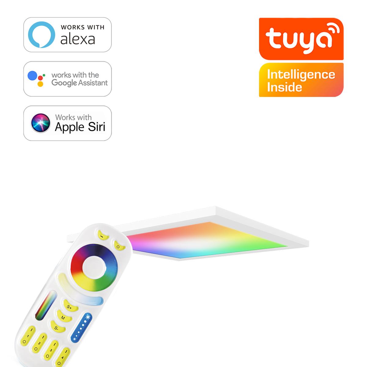 RGB+CCT LED Panel 30x30cm inkl. MiBoxer Smarthomesteuerung 18W 24V Rahmen weiß - Panelmontage: Ohne Montagezubehör