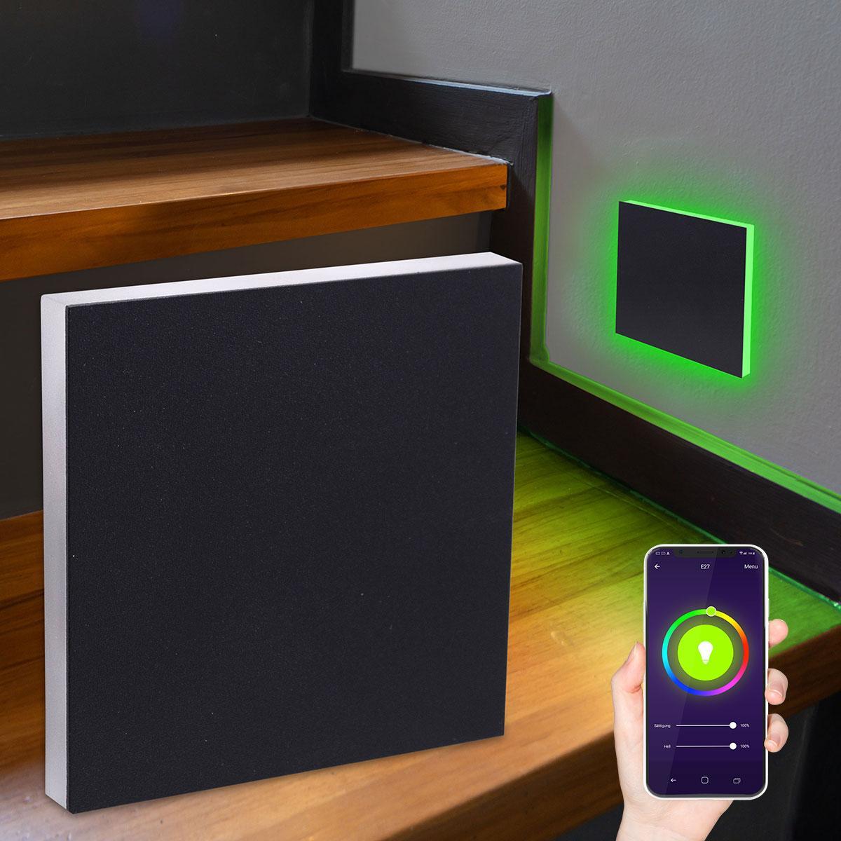 LED Treppenleuchte eckig schwarz - Lichtfarbe: Smart Tuya RGB CCT 3W - Lichtaustritt: Linea