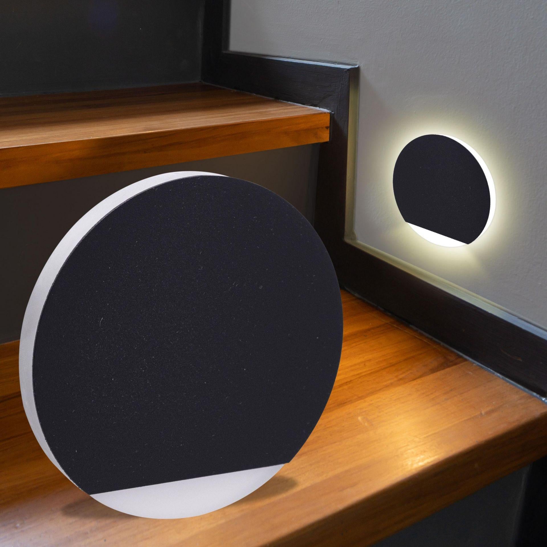 LED Treppenleuchte rund schwarz - Lichtfarbe: Warmweiß 1,5W - Lichtaustritt: Orbis