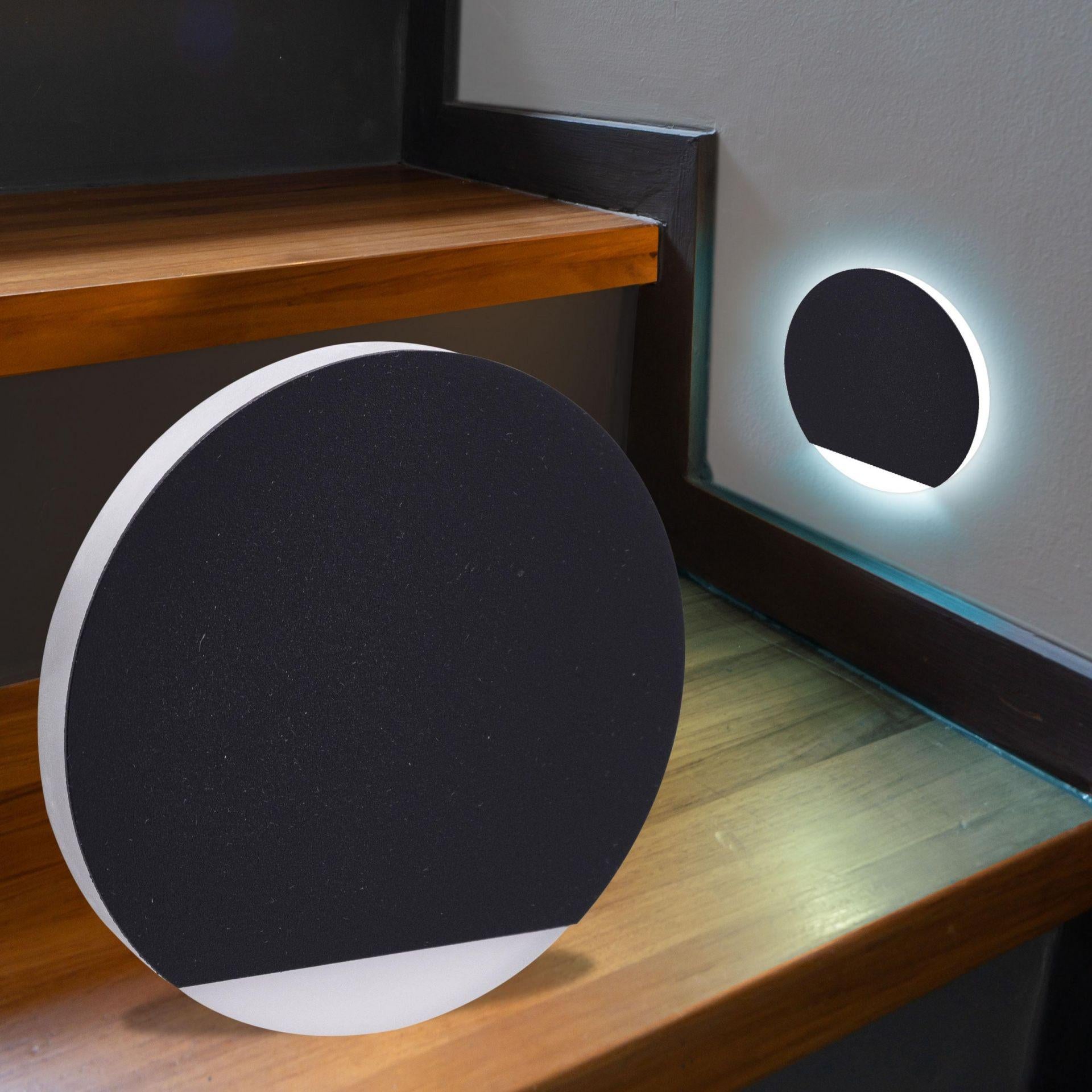 LED Treppenleuchte rund schwarz - Lichtfarbe: Kaltweiß 1,5W - Lichtaustritt: Orbis