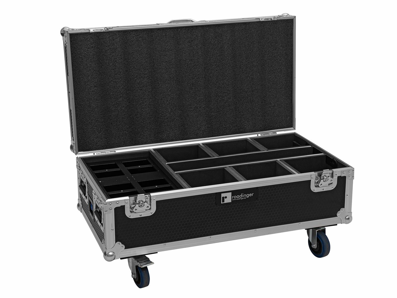 ROADINGER Flightcase 6x AKKU IP UP-4 Plus HCL Spot WDMX mit Ladefunktion