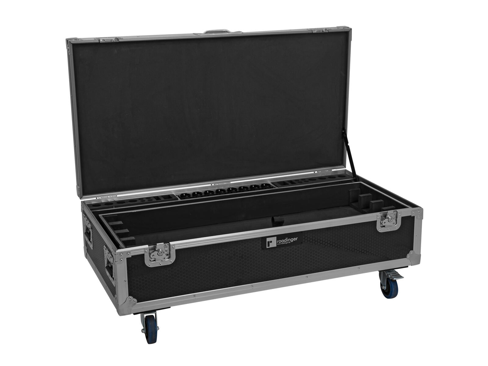 ROADINGER Flightcase 8x AKKU IP Pixel Tube 360° PRO CRMX mit Ladefunktion und Rollen