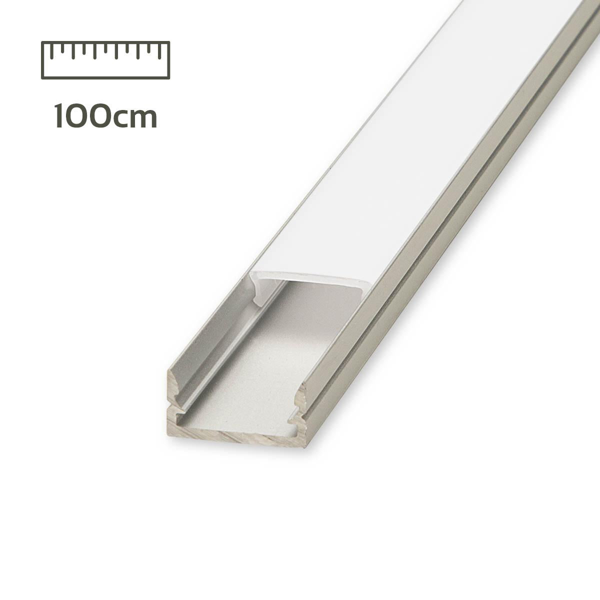LED Aufbau U-Profil eloxiert 14 x 7mm opal - Länge: 100cm