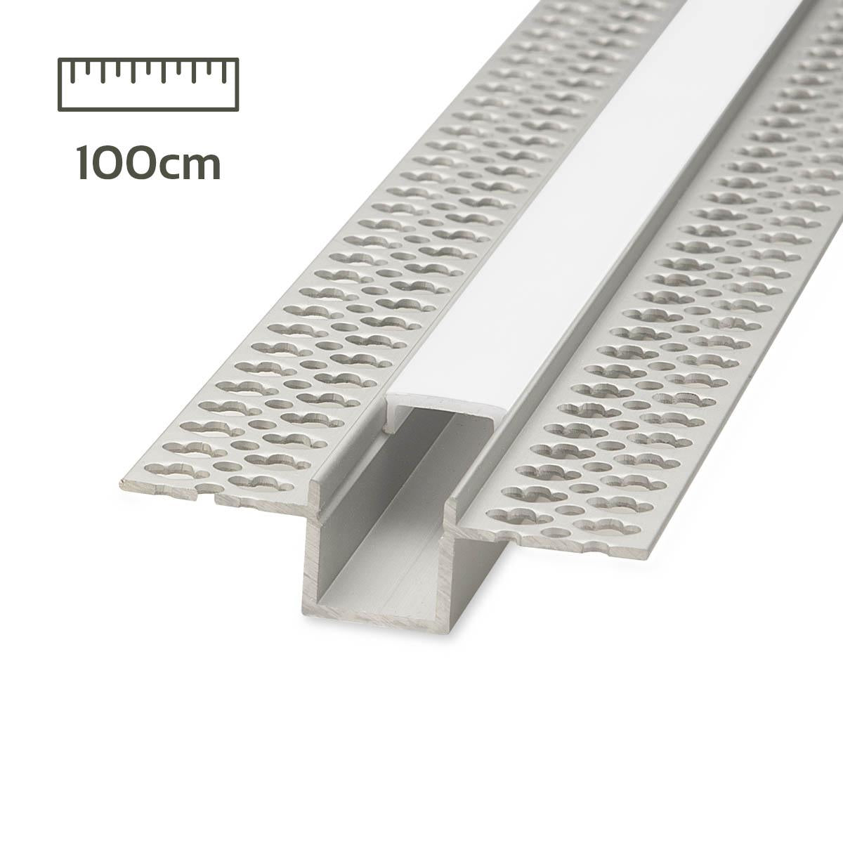 LED Trockenbau U-Einbau-Profil eloxiert 55,5 x 15mm opal - Länge: 100cm
