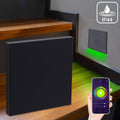 LED Treppenleuchte IP44 eckig schwarz - Lichtfarbe: Smart Tuya RGB CCT 3W - Lichtaustritt: Kato