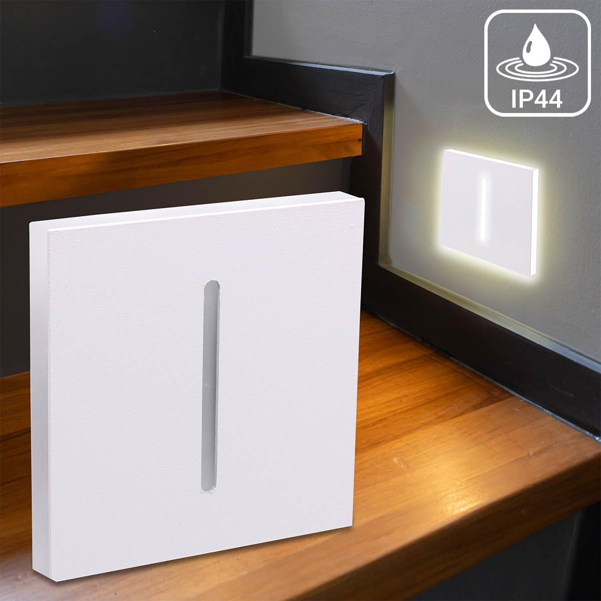 LED Treppenleuchte IP44 eckig weiß - Lichtfarbe: CCT 1,5W - Lichtaustritt: Fokus