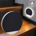 LED Treppenleuchte IP44 rund schwarz - Lichtfarbe: Neutralweiß 1,5W - Lichtaustritt: Orbis