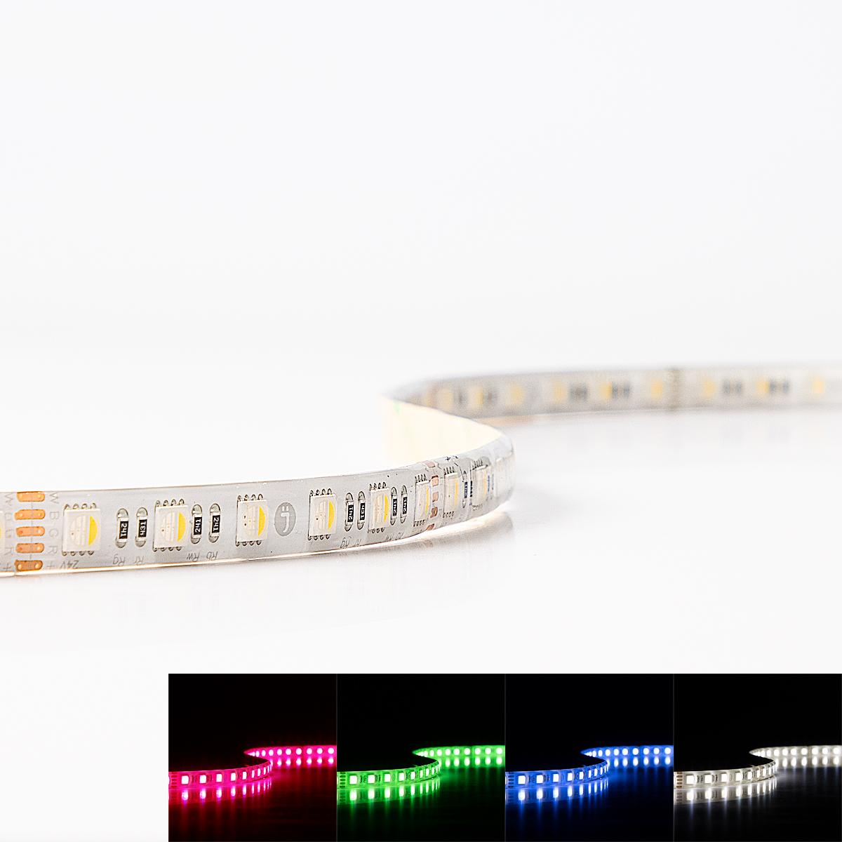 Strip 24V LED Streifen 7,5M 17W/m 72LED/m 10mm Farbwechsel - Lichtfarbe: RGB+4000K - IP65