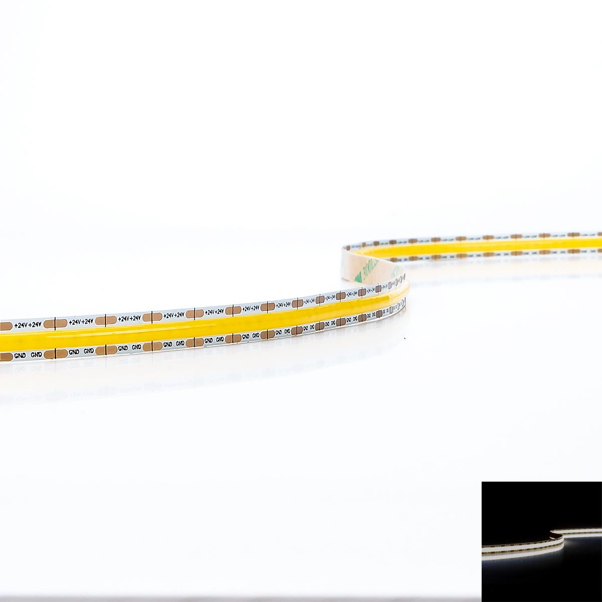 COB Single Cut 24V LED Streifen 5M 10W/m 8mm 528LED/m - Lichtfarbe: Neutralweiß 4000K - Schutzart: IP20