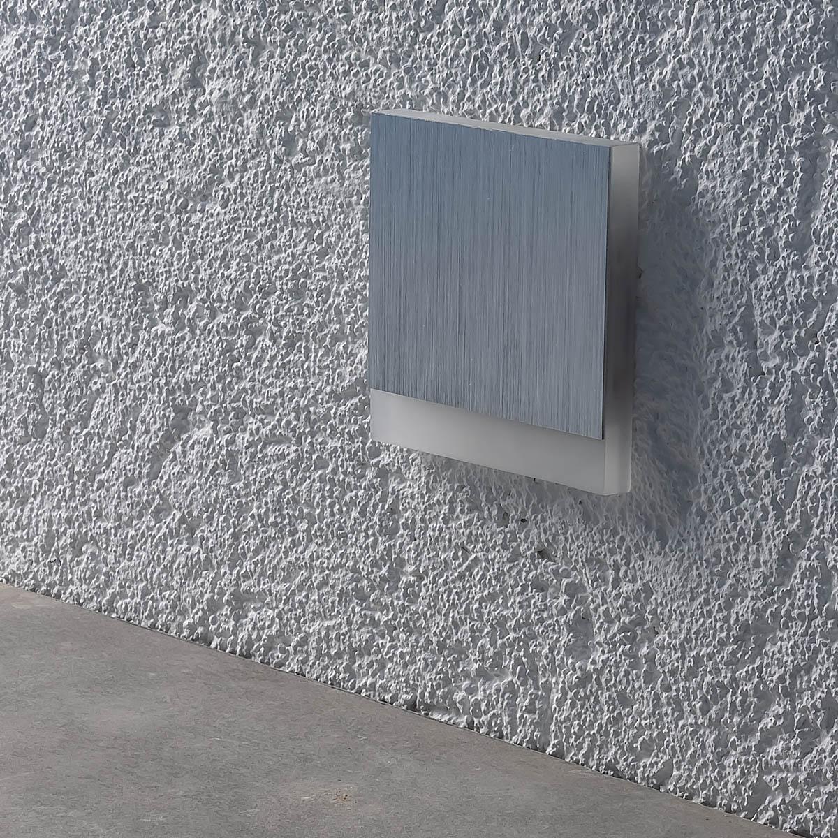 LED Treppenleuchte IP44 eckig Alu-gebürstet - Lichtfarbe: Warmweiß 1,5W - Lichtaustritt: Orbis