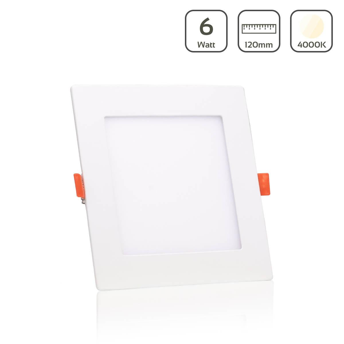 LED Panel Einbaustrahler eckig weiss - Lichtfarbe: Neutralweiß 4000K - Ausführung: 6W 120x120mm Ausschnitt 105x105mm