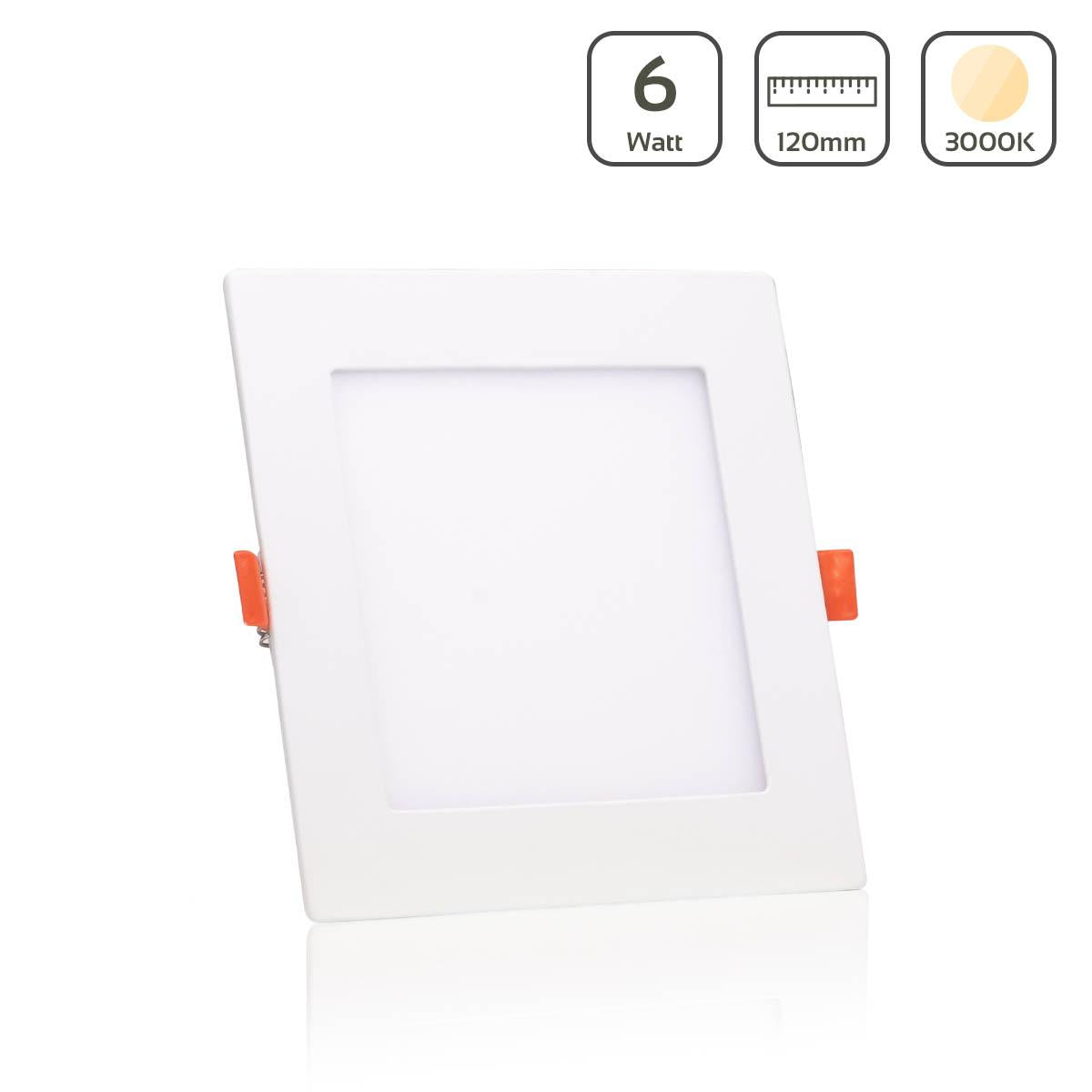 LED Panel Einbaustrahler eckig weiss - Lichtfarbe: Warmweiß 3000K - Ausführung: 6W 120x120mm Ausschnitt 105x105mm