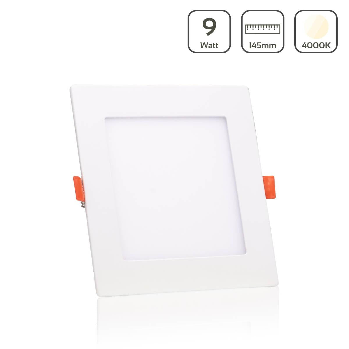 LED Panel Einbaustrahler eckig weiss - Lichtfarbe: Neutralweiß 4000K - Ausführung: 9W 145x145mm Ausschnitt 135x135mm