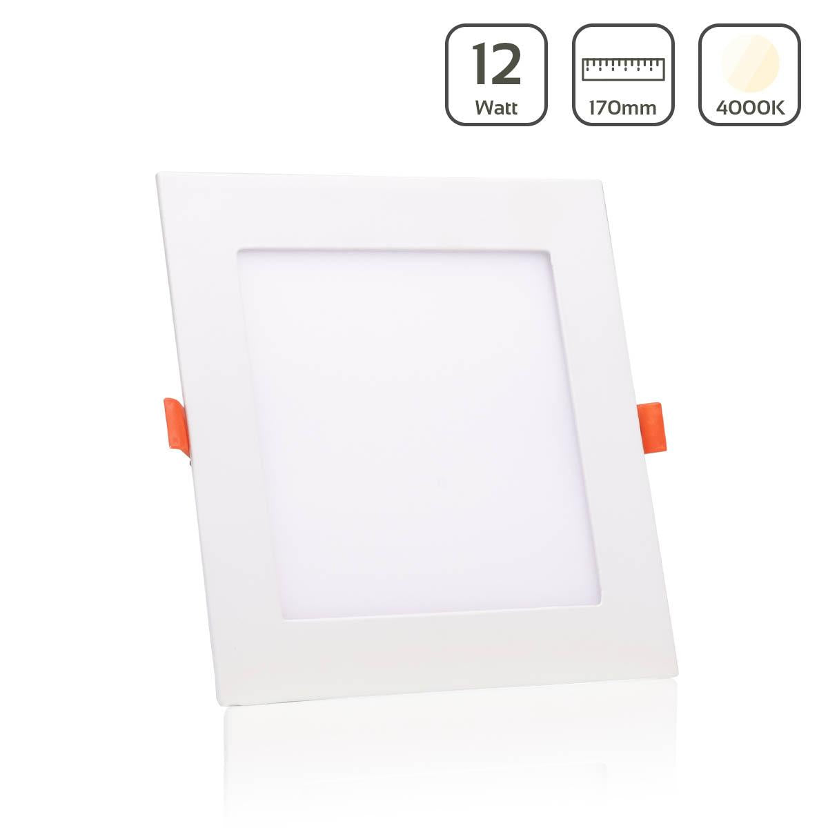 LED Panel Einbaustrahler eckig weiss - Lichtfarbe: Neutralweiß 4000K - Ausführung: 12W 170x170mm Ausschnitt 155x155mm