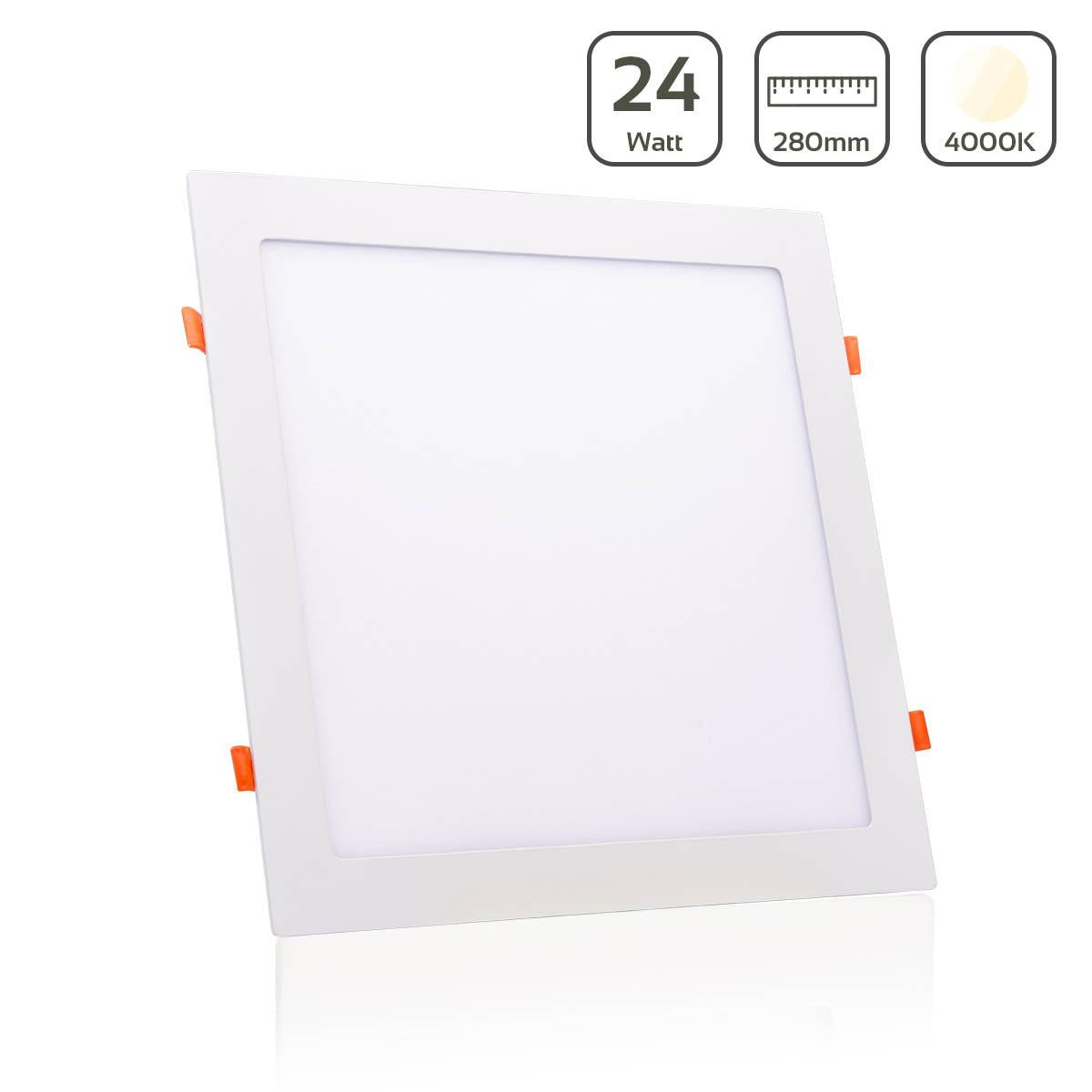 LED Panel Einbaustrahler eckig weiss - Lichtfarbe: Neutralweiß 4000K - Ausführung: 24W 300x300mm Ausschnitt 280x280mm