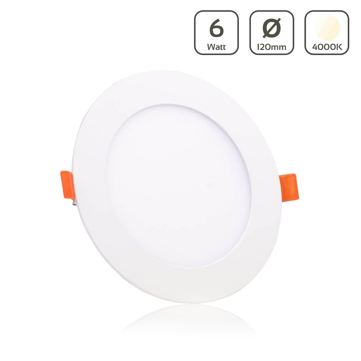 LED Panel Einbaustrahler rund weiss - Lichtfarbe: Neutralweiß 4000K - Ausführung: 6W Ø120mm Ausschnitt Ø110mm