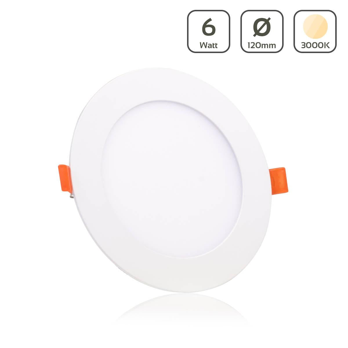 LED Panel Einbaustrahler rund weiss - Lichtfarbe: Warmweiß 3000K - Ausführung: 6W Ø120mm Ausschnitt Ø110mm
