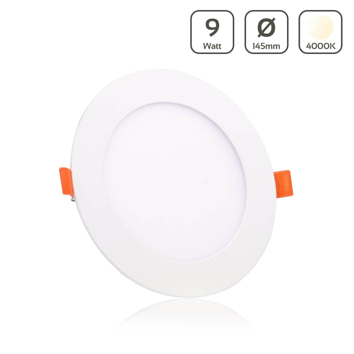 LED Panel Einbaustrahler rund weiss - Lichtfarbe: Neutralweiß 4000K - Ausführung: 9W Ø145mm Ausschnitt Ø135mm