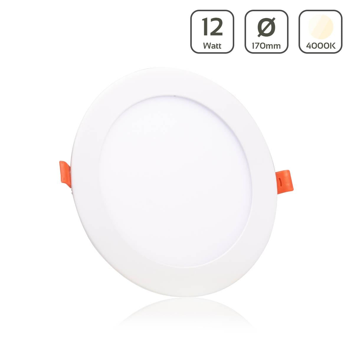 LED Panel Einbaustrahler rund weiss - Lichtfarbe: Neutralweiß 4000K - Ausführung: 12W Ø170mm Ausschnitt Ø160mm