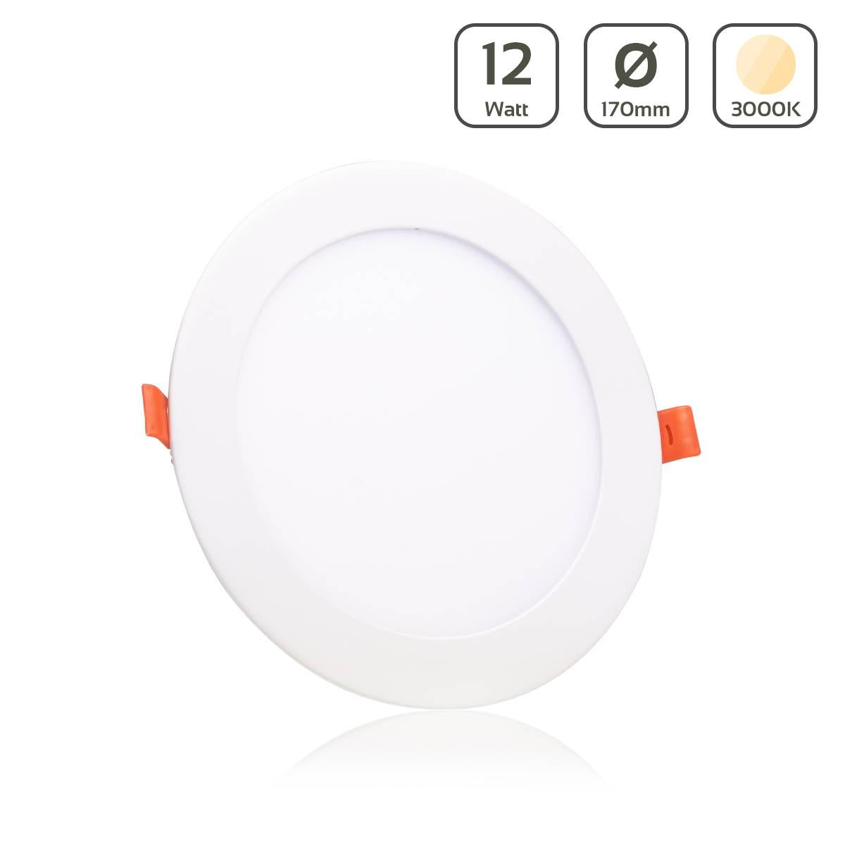 LED Panel Einbaustrahler rund weiss - Lichtfarbe: Warmweiß 3000K - Ausführung: 12W Ø170mm Ausschnitt Ø160mm