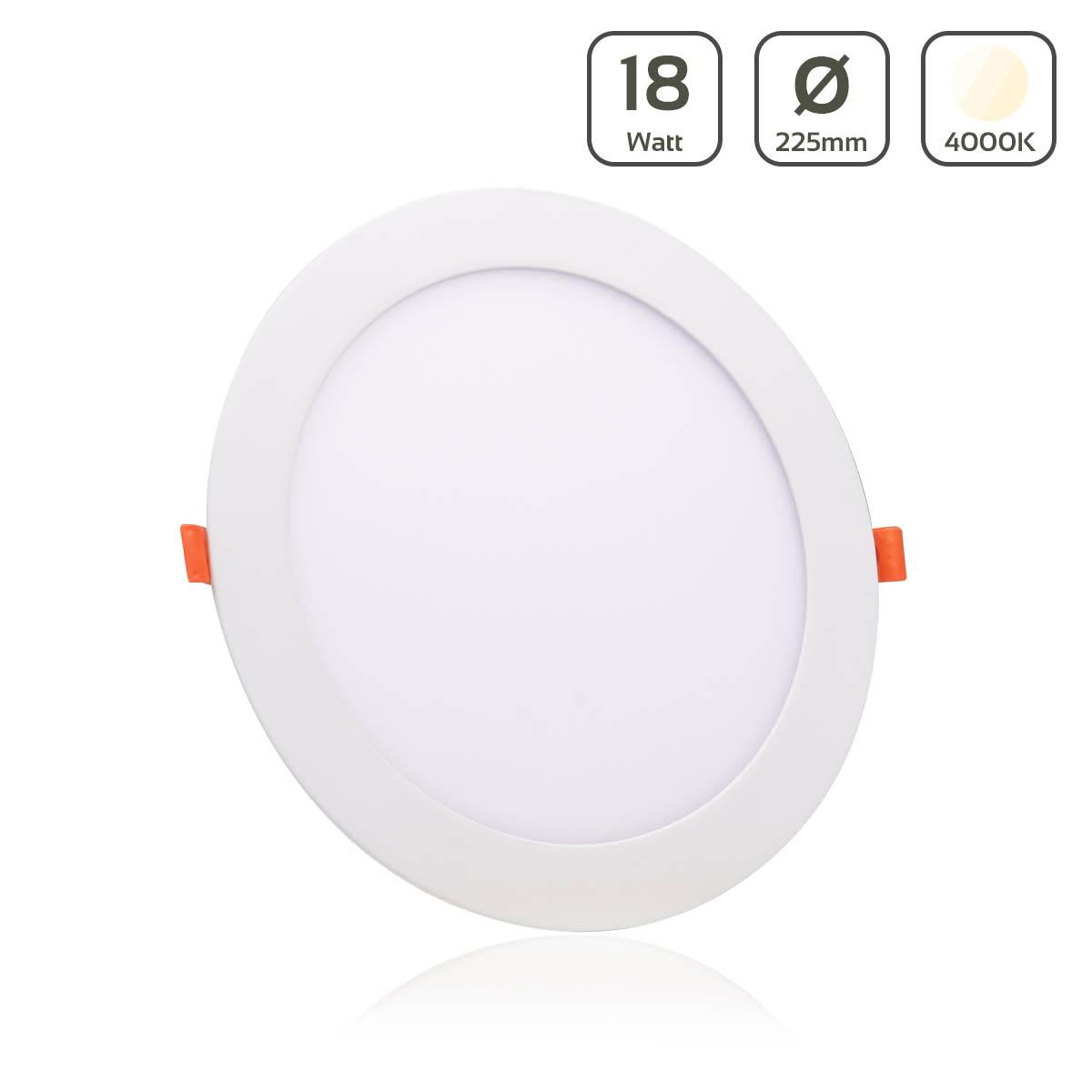 LED Panel Einbaustrahler rund weiss - Lichtfarbe: Neutralweiß 4000K - Ausführung: 18W Ø225mm Ausschnitt Ø205mm