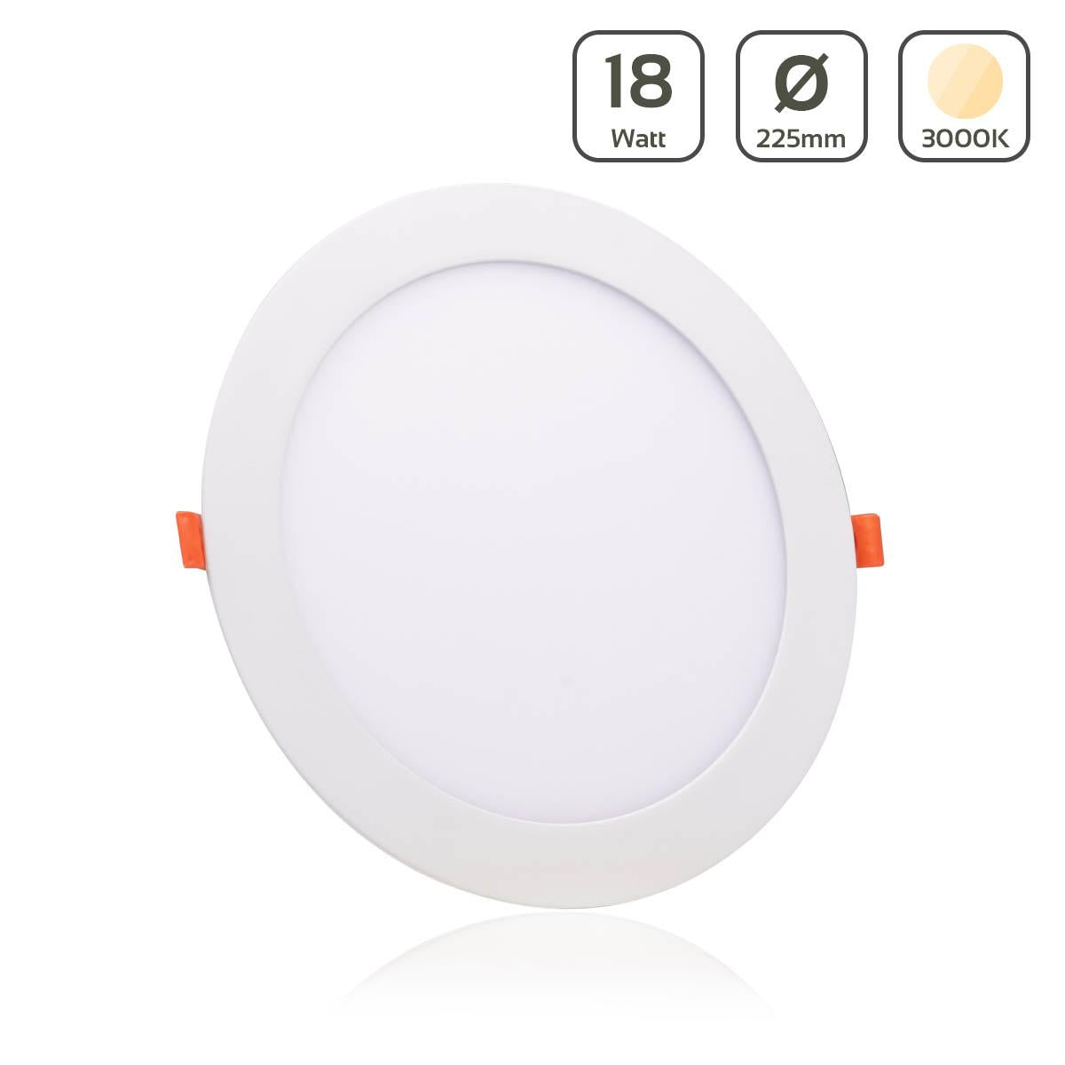 LED Panel Einbaustrahler rund weiss - Lichtfarbe: Warmweiß 3000K - Ausführung: 18W Ø225mm Ausschnitt Ø205mm