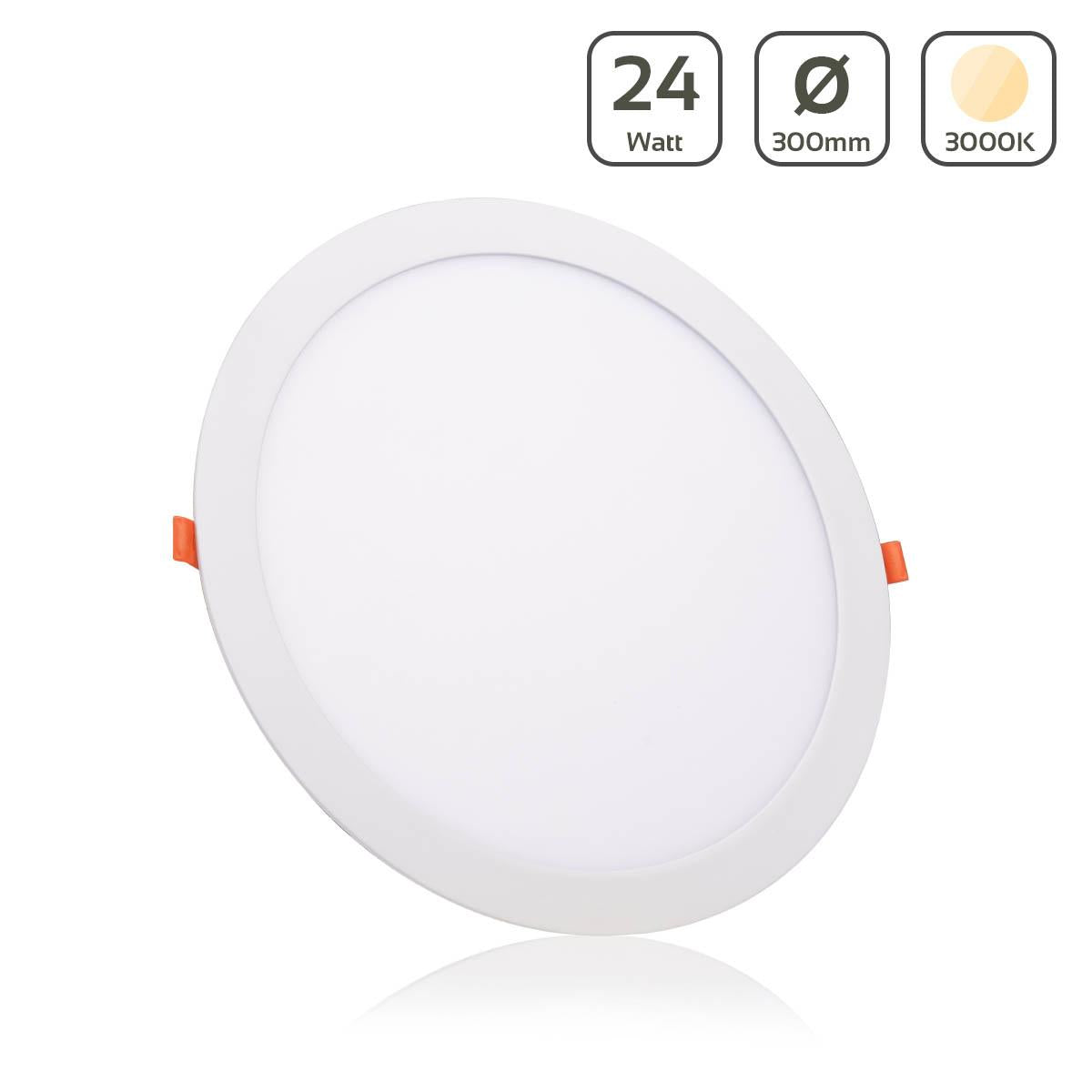 LED Panel Einbaustrahler rund weiss - Lichtfarbe: Warmweiß 3000K - Ausführung: 24W Ø300mm Ausschnitt Ø285mm