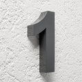 3D Hausnummer 1 Edelstahl anthrazit RAL7016 Schriftart Arial