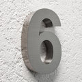 3D Hausnummer 6 Edelstahl V2A unbeleuchtet Arial