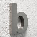 3D Hausnummer b Edelstahl V2A unbeleuchtet Arial