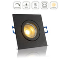 Einbauspot IP44 eckig - Farbe: Schwarz - LED Leuchtmittel: GU10 5W warmweiß dimmbar