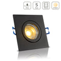 Einbauspot IP44 eckig - Farbe: Schwarz - LED Leuchtmittel: GU10 5W warmweiß