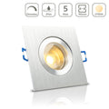Einbauspot IP44 eckig - Farbe: Alu-gebürstet - LED Leuchtmittel: GU10 5W warmweiß dimmbar
