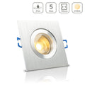 Einbauspot IP44 eckig - Farbe: Alu-gebürstet - LED Leuchtmittel: GU10 5W warmweiß