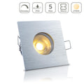 Einbauspot IP65 eckig - Farbe: Alu-gebürstet - LED Leuchtmittel: GU10 5W warmweiß dimmbar