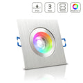 Einbauspot IP44 eckig - Farbe: Alu-gebürstet - LED Leuchtmittel: GU10 5W RGB+CCT