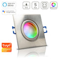 Einbauspot IP44 eckig - Farbe: Edelstahl-gebürstet - LED Leuchtmittel: GU10 5W RGB+CCT Smart Tuya