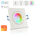 Einbauspot IP44 eckig - Farbe: Weiß - LED Leuchtmittel: GU10 5W RGB+CCT Smart Tuya