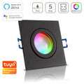 Einbauspot IP44 eckig - Farbe: Schwarz - LED Leuchtmittel: GU10 5W RGB+CCT Smart Tuya